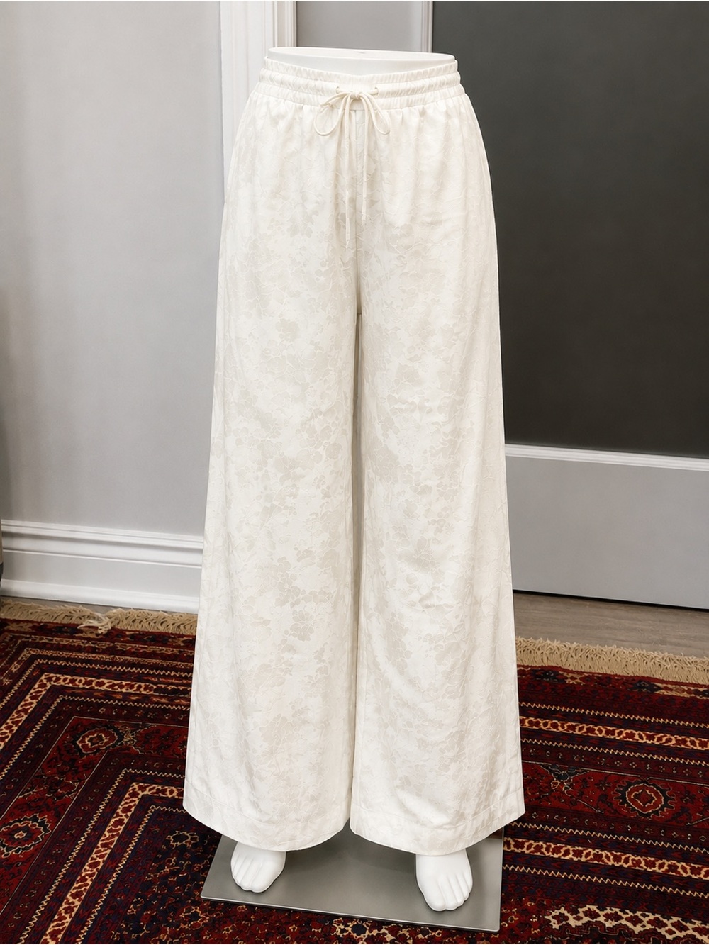 Ralph Lauren Ivory Wide Leg Jacquard Lounge Pants